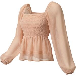 Love Fire Peach Smocked Peplum Top Metallic Clip Dot Lace Trim XL NWT festival